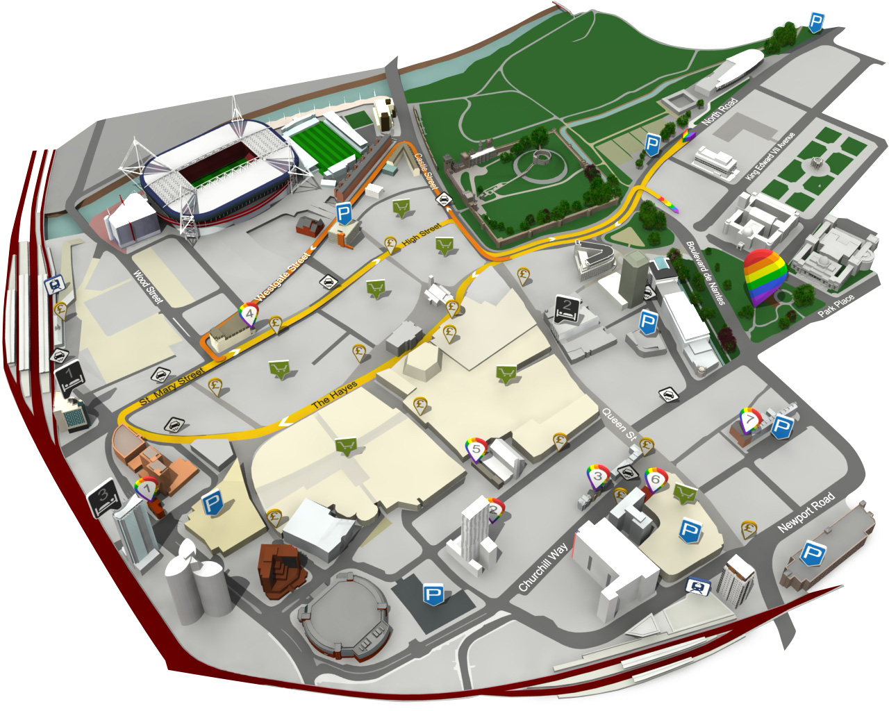 Pride Cymru procession route and landmarks